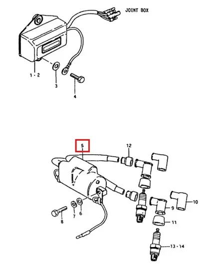 Sytytyspuola/Coil Assy Ignition Suzuki DT20 DT25 - Suzuki osat perämoottorille - 51052 - 1