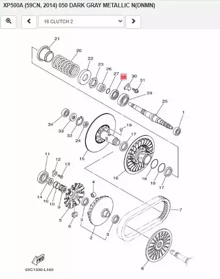 Tiiviste/Oil Seal (Clutch) Yamaha Scooter XP500 XP530 XP560 - Yamaha Moto - 30772 - 2