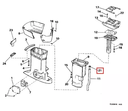 Tiivisterengas Vesiputki/Seal Water Tube Upper Evinrude/Johnson - Evinrude/Johnson osat perämoottoreille - 51042 - 1