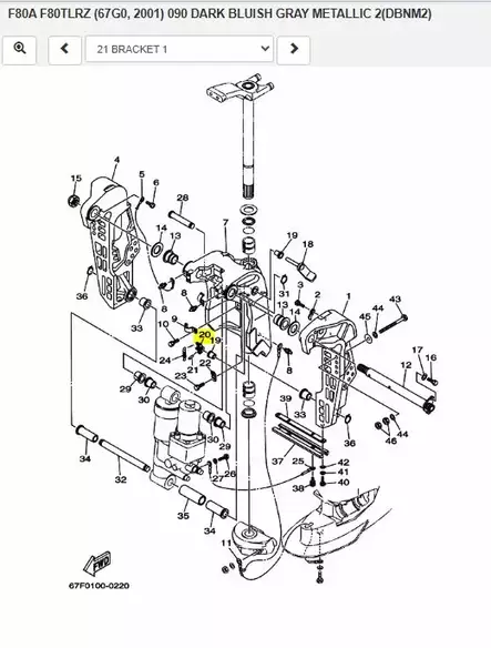 Trimmianturin Pidike/Lever Tilt Yamaha F80A F100A F100C - Yamaha muut - 18292 - 2
