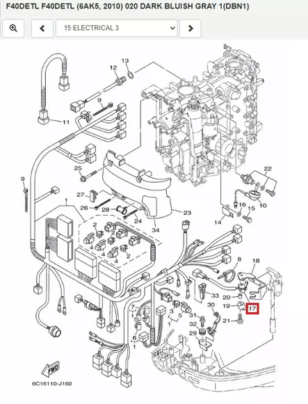 Vapaakytkin/Neutral Switch Assy Yamaha F20G-F300C - Yamaha osat perämoottoreille - 52542 - 1
