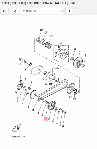 Variaattorin Holki Välilevy/Washer Plain Yamaha Moto YQ50 - Yamaha Moto - 18012 - 2