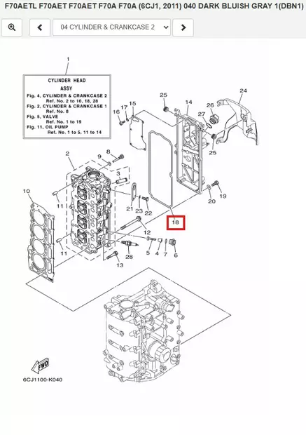 Venttiilikopan Tiiviste/Seal Cylinder 2 Yamaha F40G F70A/B - Yamaha osat perämoottoreille - 52552 - 1