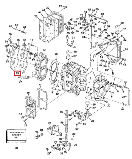 Vesikannen Tiiviste/Gasket Water Cover Evinrude/Johnson 20-35hv - Evinrude/Johnson osat perämoottoreille - 51072 - 1