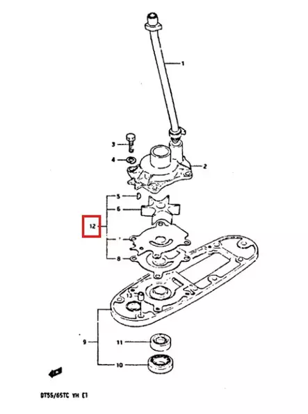 Vesipumpun Korjaussarja/Kit Water Pump Repair Suzuki DT50-DT65 - Suzuki osat perämoottorille - 50952 - 1