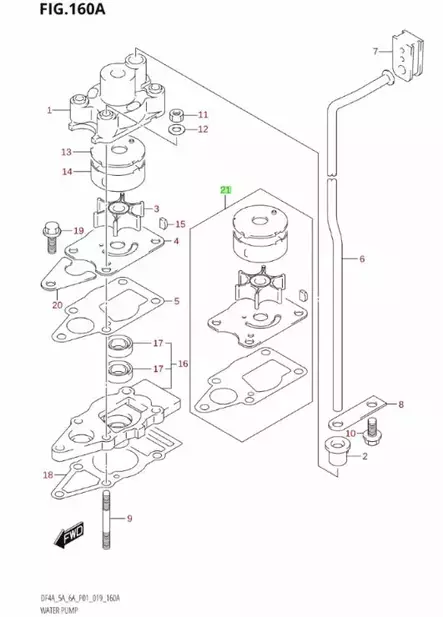 Vesipumpun Korjaussarja/Water Pump Repait Kit Suzuki DF4 DF5 DF6 - Suzuki osat perämoottorille - 35992 - 2