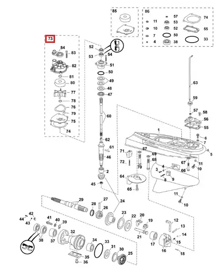 Vesipumpun Korjaussarja/WTR PMP Assembly Evinrude 90-130hv - Evinrude/Johnson osat perämoottoreille - 50622 - 1