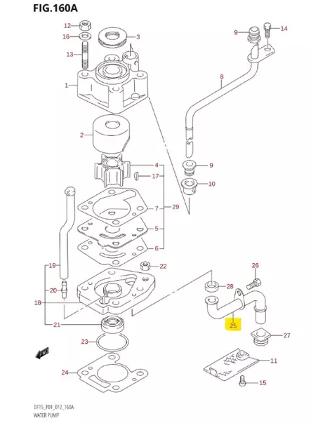 Vesiputki/Tube Water Inlet Suzuki DF/DT 15/9.9 - Suzuki osat perämoottorille - 50462 - 1
