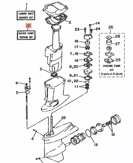 Water Pump Repair Kit/Vesipumpun Korjaussarja 50G/70B/F45A - Yamaha muut - 28502 - 2