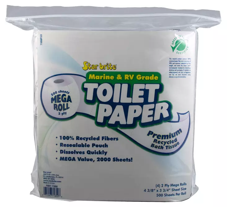 Star brite WC-paperi 100 % kierrät.valkaisem.2 krs: 500 arkki me-pkt/4rll - Käymälät ja septipumput veneisiin - D262892 - 1
