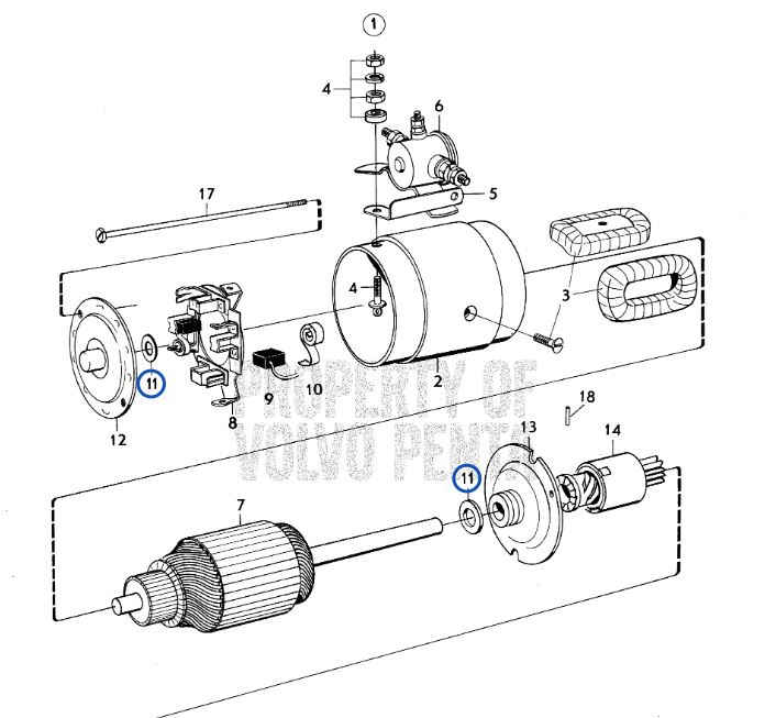 LEVYSARJA/WASHER KIT Starter Motor Volvo Penta - Sisäperämoottorin osat - 6592 - 1