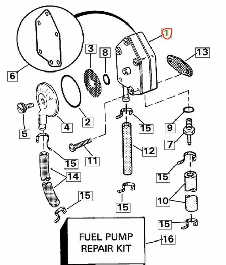 Polttoainepumppu EVINRUDE/JOHNSON 20-30hv 1990-2000 - Perämoottorin Moottorin osat - 32773 - 2