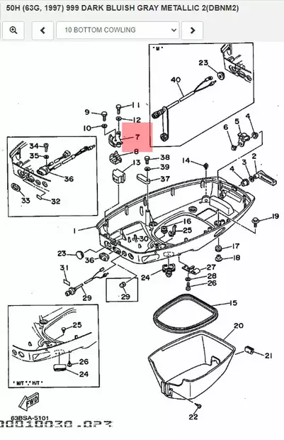 Bracket Remote Control 1 Yamaha 40V/Y 50H Bottom Cowling - Yamaha muut - 27173 - 2