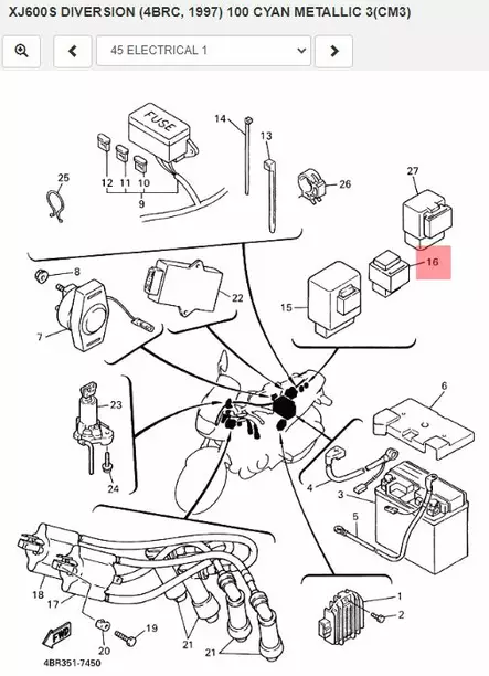 Rele/Relay Assy (4U8-02) Yamaha Moto - Yamaha Moto - 27933 - 2