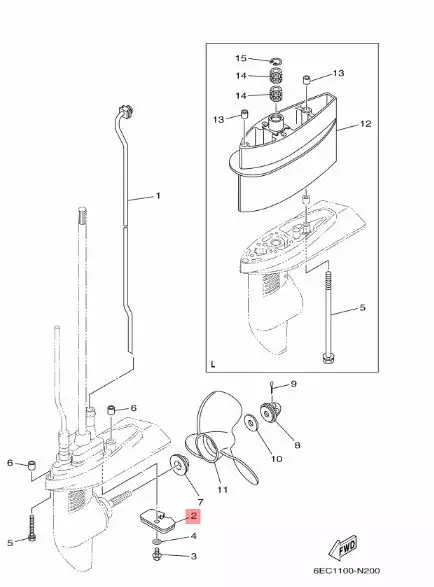 Anodi Yamaha Lower Casing 2B 3A 5C F2.5A-B F4A-B F5A F6C - Yamaha sinkkianodit - 14893 - 2