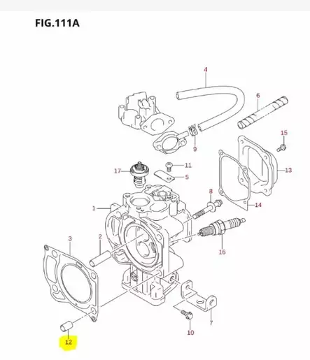 Holkki/Pin Cylinder Head Suzuki DF4 DF5 - Suzuki osat perämoottorille - 42853 - 2