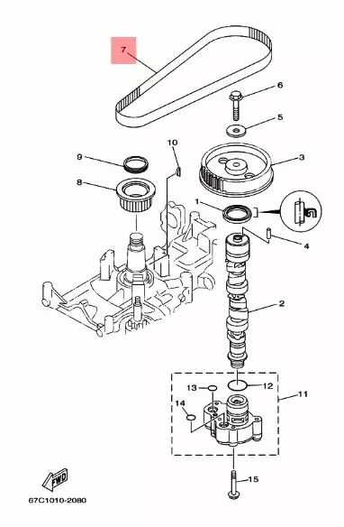 Jakohihna V-Belt Yamaha F20A 30A 40B kaasari - Yamaha jakohihnat - 5903 - 2