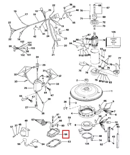 Jännitteensäädin/Rectifier Regulator Assy Johnson/Evinrude 90-175hv - Evinrude/Johnson osat perämoottoreille - 51033 - 1