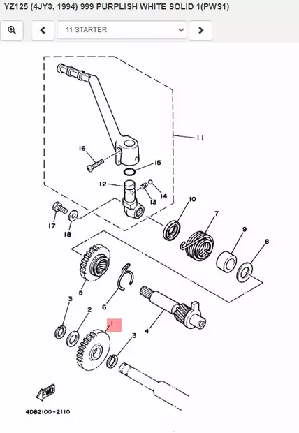 Käynnistysratas/Gear Kick Idle Yamaha Moto YZ125 - Yamaha Moto - 28363 - 2
