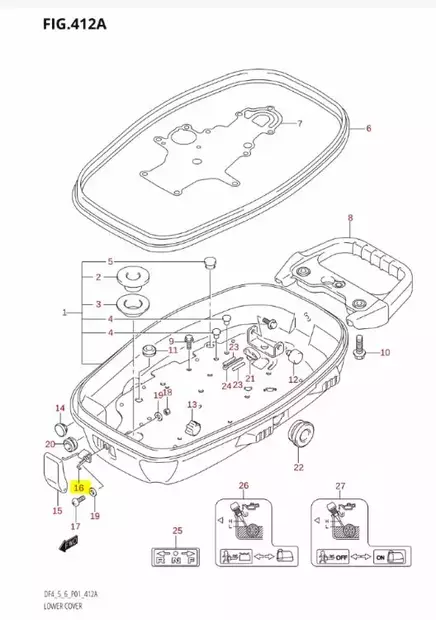 Kopan Lukituksen Vastakappale/Lever Fastener Suzuki DF4 DF5 DF6 - Suzuki osat perämoottorille - 42883 - 2