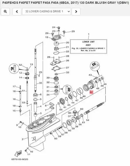 Laakeripukki/Cap Lower Casing Yamaha F30 - Yamaha muut - 35343 - 2