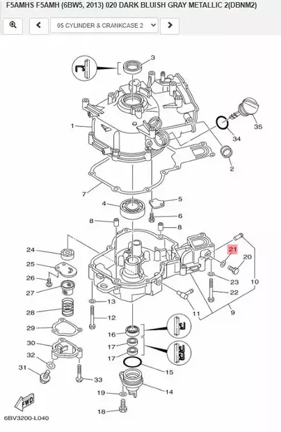Moottoriöljyn Propun Tiiviste/Gasket Yamaha F2.5A F4B F5A F6A - Yamaha muut - 40263 - 2