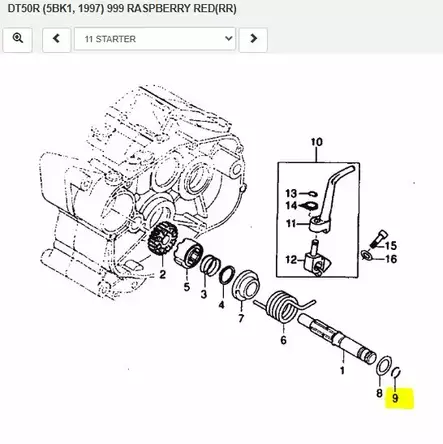 O-Rengas Käynnistyspoljin/Seal Yamaha Moto ME50 DT50R - Yamaha Moto - 18153 - 2