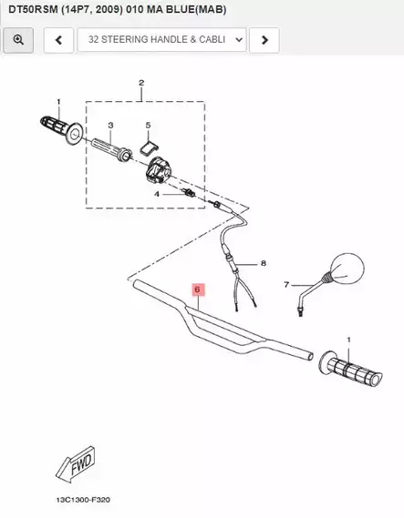 Ohjaintanko/Handlebar Yamaha Moto DT50R - Yamaha Moto - 18313 - 2
