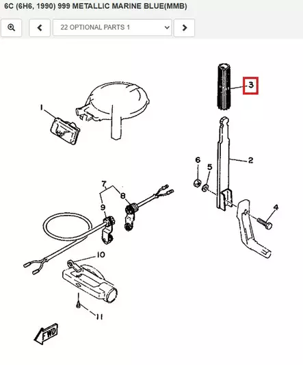 Ohjauskahvan Tuppi/Grip Steering Handle Yamaha 2B 2C 6C 6D 8C - Varaosat ja lisävarusteet - 52623 - 1