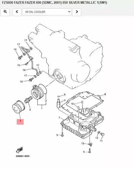 Öljynsuodatin/Elelent Assy Oil Cleaner Yamaha Moto XVS1300 FZS600 - Yamaha Moto - 17403 - 2