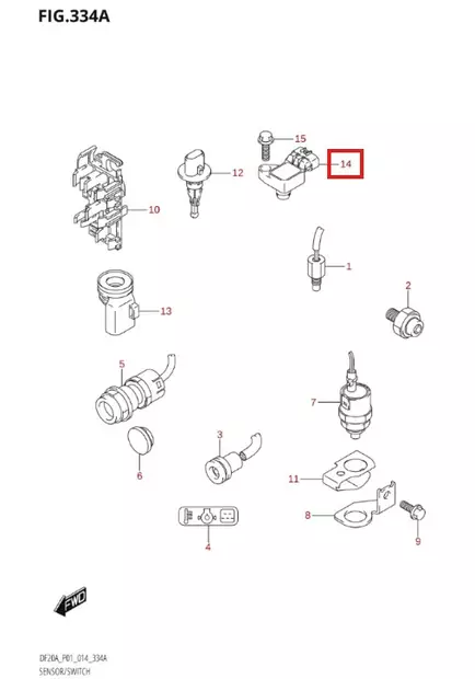 Paineanturi/Sensor Map DF9.9-DF30 - Suzuki osat perämoottorille - 52523 - 1