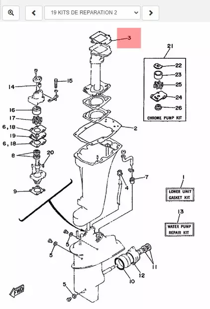 Pakosarjantiiviste/Gasket Exhaust Manifold 1 Yamaha 9.9D/15D - Yamaha muut - 6013 - 2