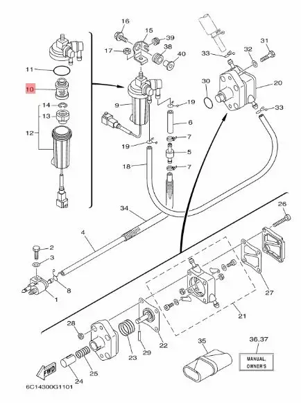 Polttoainesuodatin elementti Yamaha F40- - Yamaha suodattimet - 17653 - 2