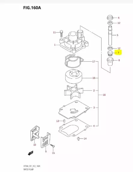 Pusla Vesiputkeen/(Alempi)/Bush Water Tube Lower Suzuki DF60-DF140 - Suzuki osat perämoottorille - 42913 - 2
