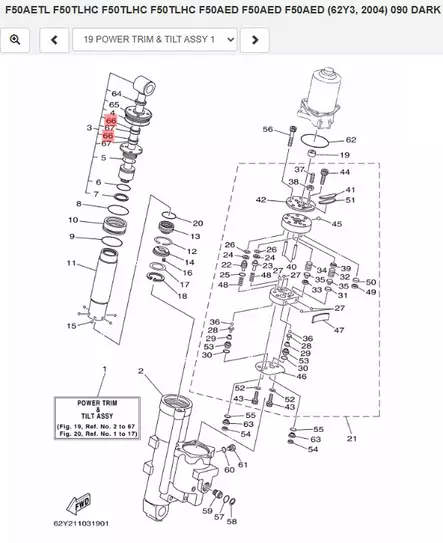 Ring Back Up/Tukirengas Trimmiin Yamaha F40D-F70A - Yamaha osat perämoottoreille - 50363 - 1
