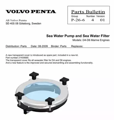 Sea Water Strainer Cover Kit Volvo Penta - Sisäperämoottorin osat - 24133 - 2