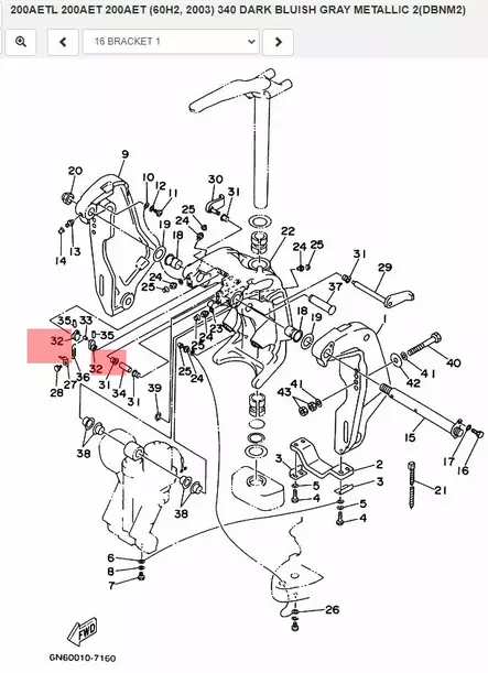 Sovitinkaulus/Collar Distance Yamaha Bracket - Yamaha muut - 29933 - 2