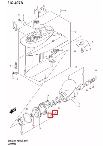 Stefa Potkuriakseli/Oil Seal (20X34X6.5) Suzuki DF25A DF30A - Suzuki osat perämoottorille - 50833 - 2