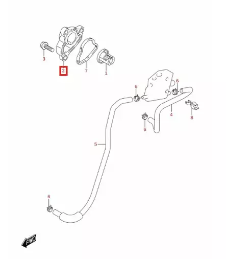 Termostaattikotelon Kansi/Cover Thermostat Suzuki DF9.9-DF20 - Suzuki osat perämoottorille - 50823 - 2