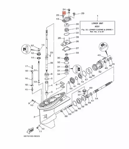 Tiiviste/Damper Water Seal 2 Vesipumppu - Yamaha muut - 39973 - 2