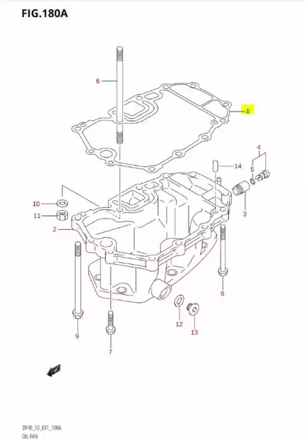 Tiiviste/Gasket Oil Pan Suzuki DF40 DF50 - Suzuki osat perämoottorille - 41233 - 2