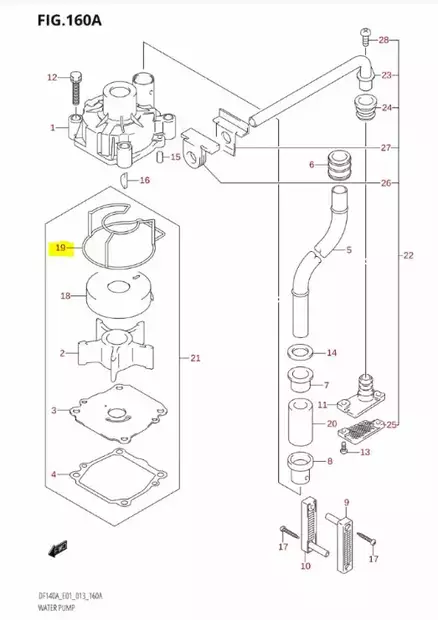 Tiiviste Vesipumpun Kotelo/Sealing Water Pump Suzuki DF90-DF140 - Suzuki osat perämoottorille - 42893 - 2
