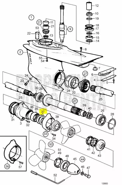 Tiivisterengas Potkuriakseli/Sealing Ring Volvo Penta 44x58,33x7mm - Sisäperämoottorin osat - 6693 - 2