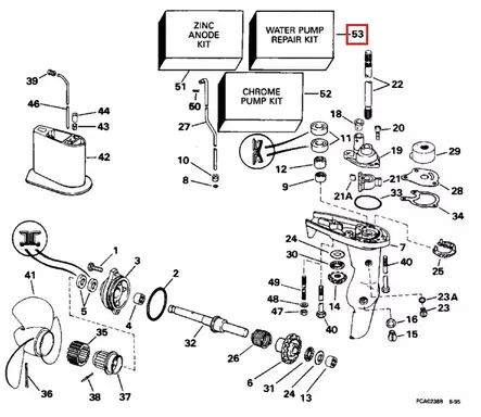 Vesipumpun Korjaussarja/WTR Pump Kit Evinrude/Johnson - Varaosat ja lisävarusteet - 51003 - 1