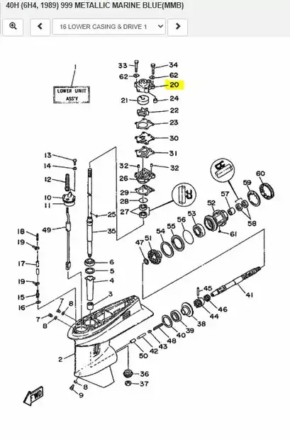 Vesipumpun Kotelo/Housing Water Pump Yamaha 25J/Q 30D 40H 50D - Yamaha muut - 18273 - 2