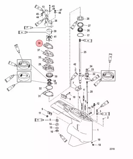 Vesipumpun Tiiviste/Gasket Mercury/Mercruiser - Mercury/Mercruiser osat - 42043 - 2