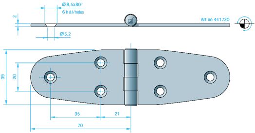 SARANA RUOSTUMATON TERÄS - Veneen lukot ja saranat - M9516003043 - 1