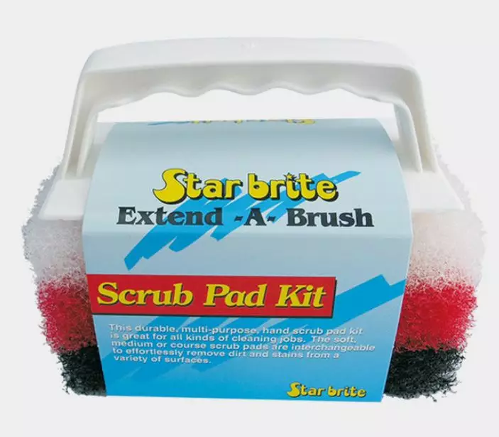 Star Brite Scrub Kit Handle, kahvalla, 3-pack (1 hieno, 1 medium, 1 karkea) - Veneen pesu, vahaus ja kiillotus - 42533 - 1