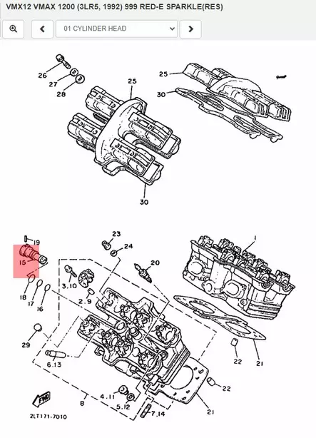 Liitin/Joint 1 Yamaha Moto VMAX1200 XVZ13A (Cylinder Head) - Yamaha Moto - 23344 - 2