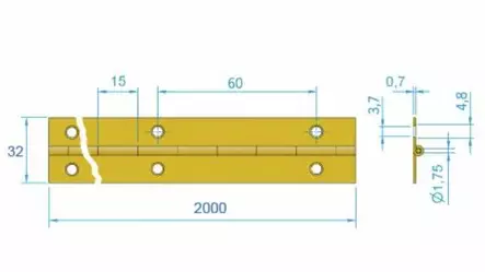 Pianosarana 32mm Pituus 2m AISI304 Ruostumaton - Veneen lukot ja saranat - 41094 - 2